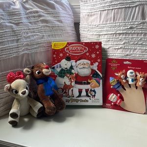 Rudolph The Red Nosed Reindeer Busy Book, plush and finger puppets